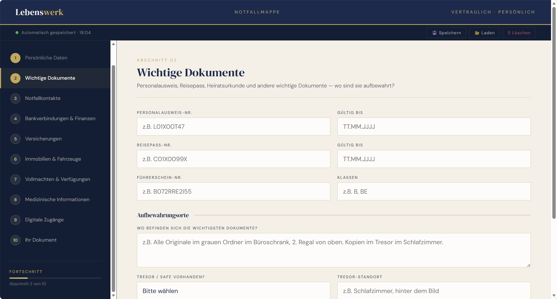 Notfallmappe Interaktive Vorlage zum Ausfüllen – sicher, übersichtlich, lokal gespeichert