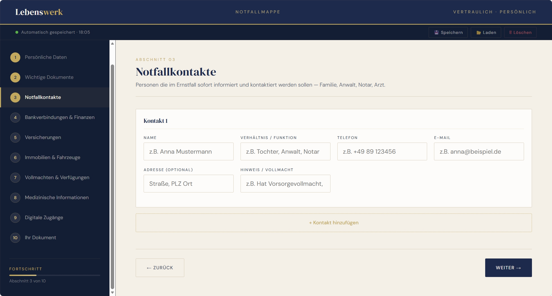 Notfallmappe Interaktive Vorlage zum Ausfüllen – sicher, übersichtlich, lokal gespeichert